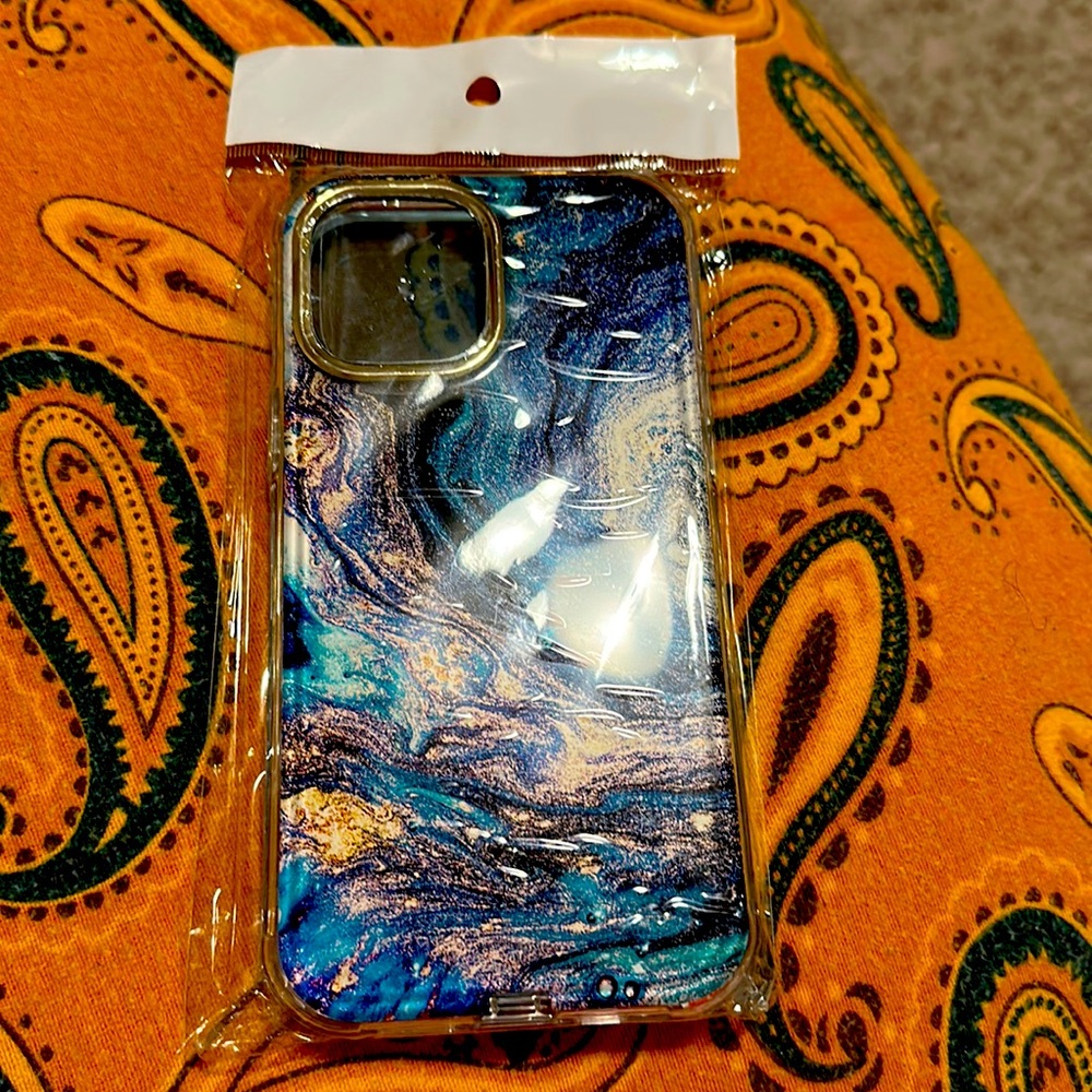 Blue green marble iPhone 12 Pro Maxx case with built in screen protector